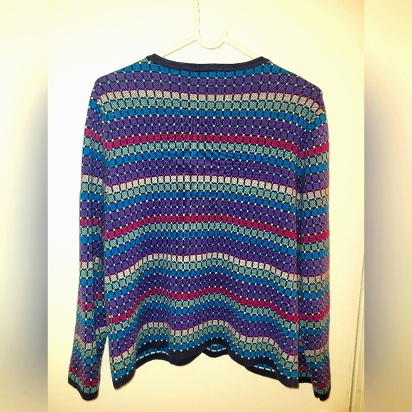 Appleseeds Petites Sweater Womens Button Front Cardigan Checked Purple - Picture 6 of 7